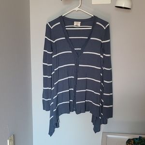 Hippie Rose Sweater Cardigan Blue Striped Size L